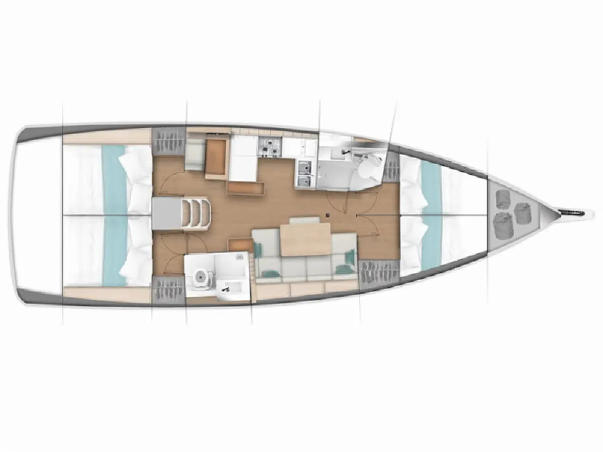 Sun Odyssey 440 - Springbank  - Tlocrt